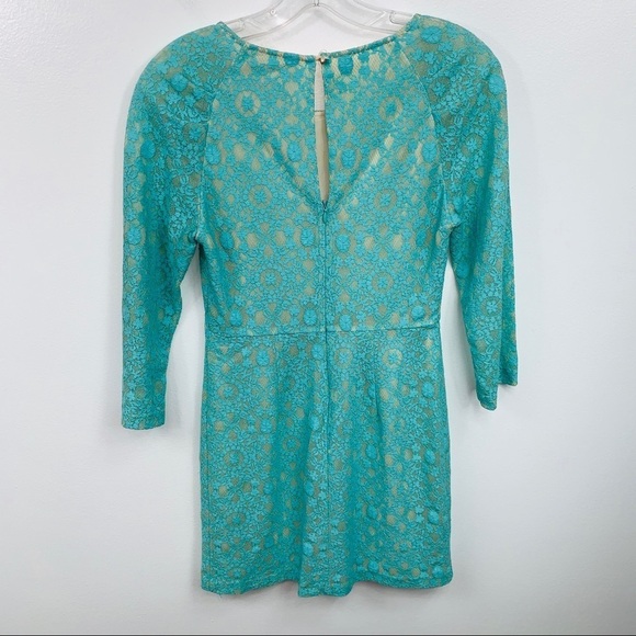 Forever 21 Teal Blue Lace Long Sleeve Dress XS - Picture 3 of 7